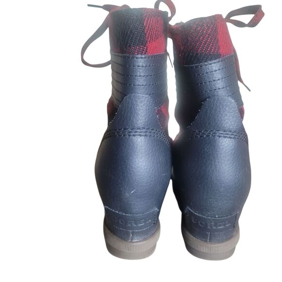 Sorel Lexie Wedge Boots Girls Size 4 Buffalo Plaid Red Black Outdoor Holiday - Picture 6 of 10